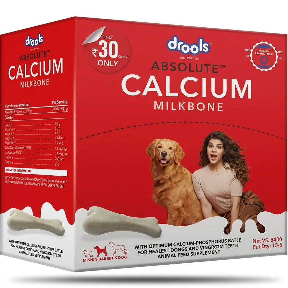 Drools Absolute Calcium Milk Bone, Dog Supplement for Medium Breed Dogs