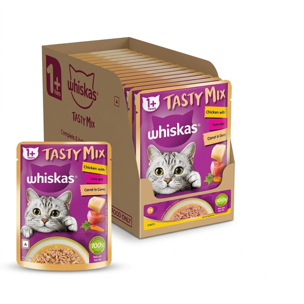 Whiskas Chicken With Tuna And Carrot in Gravy Tasty Mix Adult Cat Wet Food