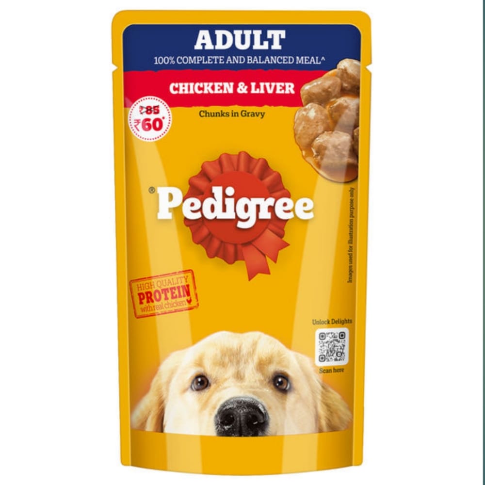 Pedigree Chicken and Liver Chunks in Gravy Adult Dog Wet Food (130g)