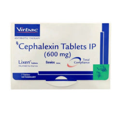 Virbac Lixen Palatab (Cephalexin) 600mg for Dogs & Cats – Pack of 7 Tablets
