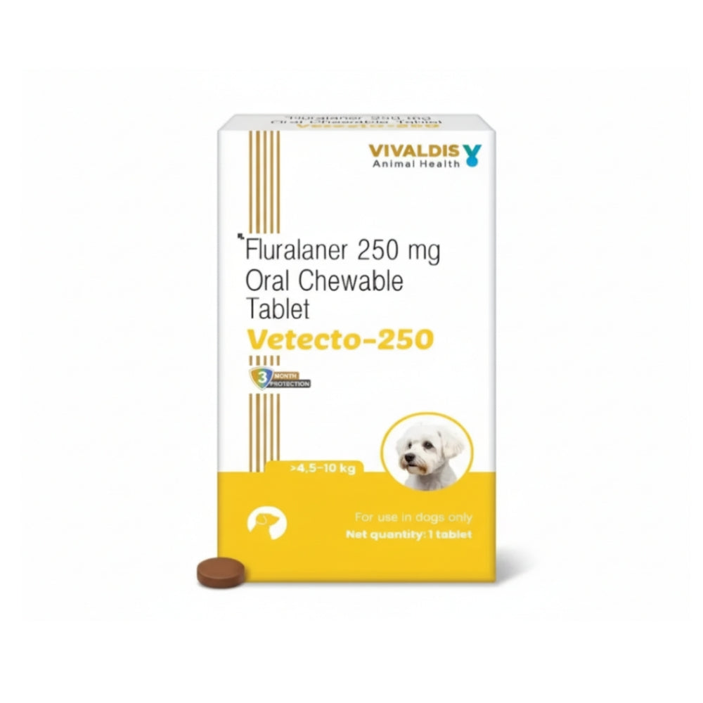 Vivaldis Vetecto 250 (Fluralaner) Chewable Tablet for Dogs – 1 Tablet