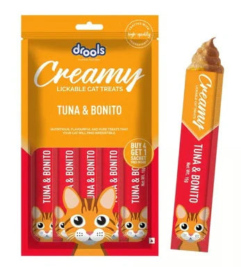 Drools Tuna & Bonito Creamy Treat Pouch For Cats