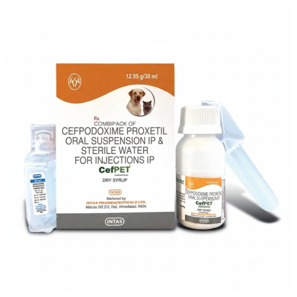 Intas Cefpet Dry Syrup (Cefpodoxime Proxetil) for Dogs and Cats (30ml)